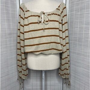 Free People Beach Striped Balloon Long Sleeve